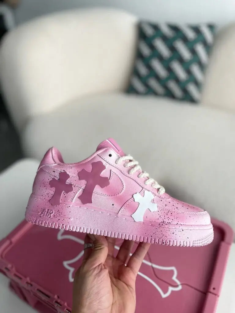 Chrome Hearts x Nike Air Force 1 Pink White Sneakers