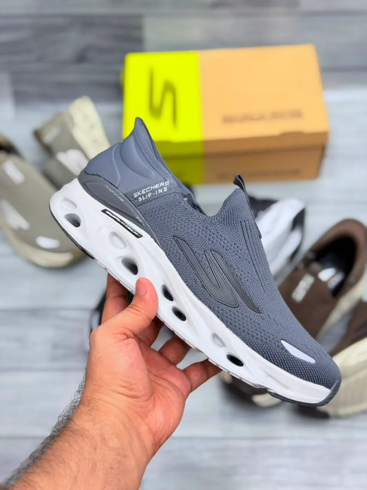 SKECHERS HANDS FREE SWIRL X TECH SLIP INN GRAY