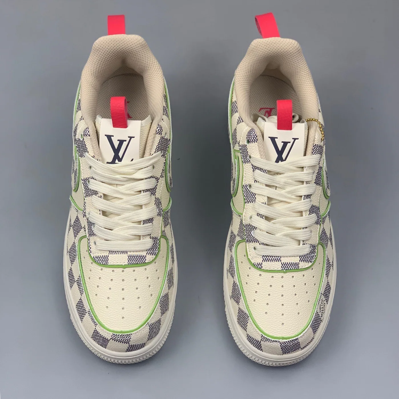 Louis Vuitton x Nike Air Force 1 Damier Green Outline