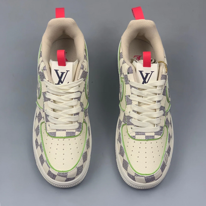 Louis Vuitton x Nike Air Force 1 Damier Green Outline