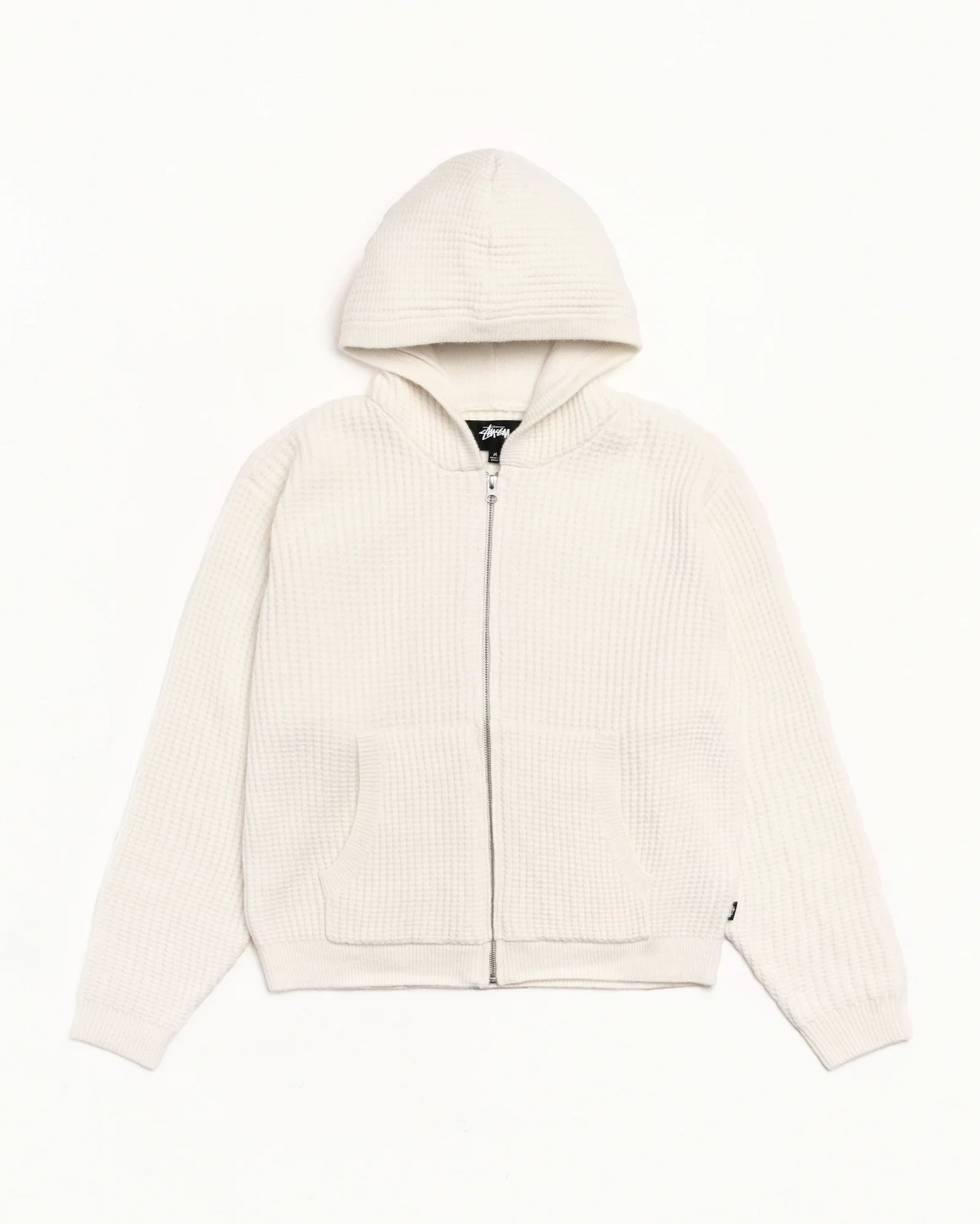 WAFFLE CASHMERE ZIP HOOD SWEATER