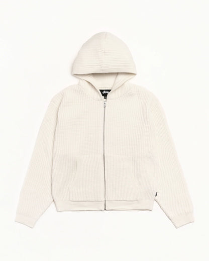 WAFFLE CASHMERE ZIP HOOD SWEATER