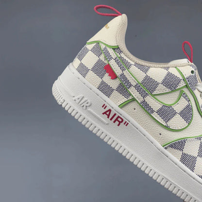 Louis Vuitton x Nike Air Force 1 Damier Green Outline