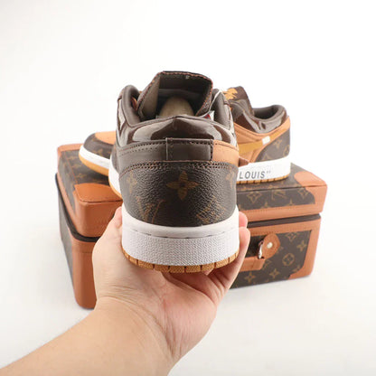 Nike Air Jordan 1 x LV Low Custom Brown Gold Monogram