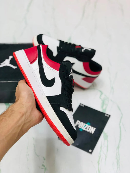 NIKE AIR JORDAN 1 LOW WHITE BLACK AND RED