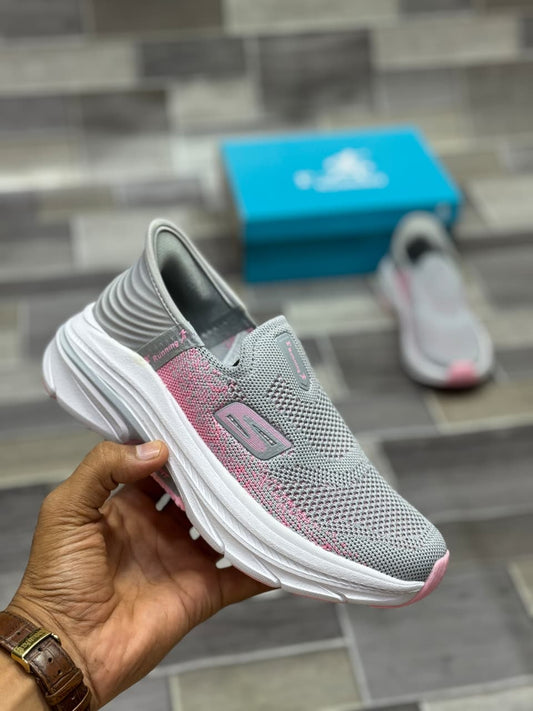 ARCH FIT SLIP ON SKECHERS GRAY WITH PINK