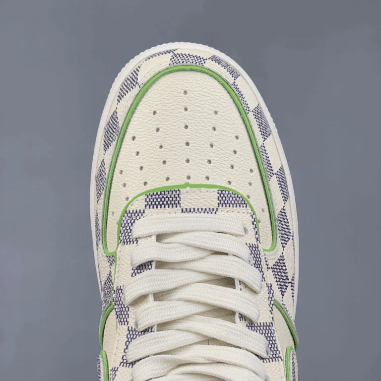 Louis Vuitton x Nike Air Force 1 Damier Green Outline