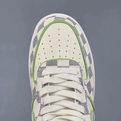 Louis Vuitton x Nike Air Force 1 Damier Green Outline