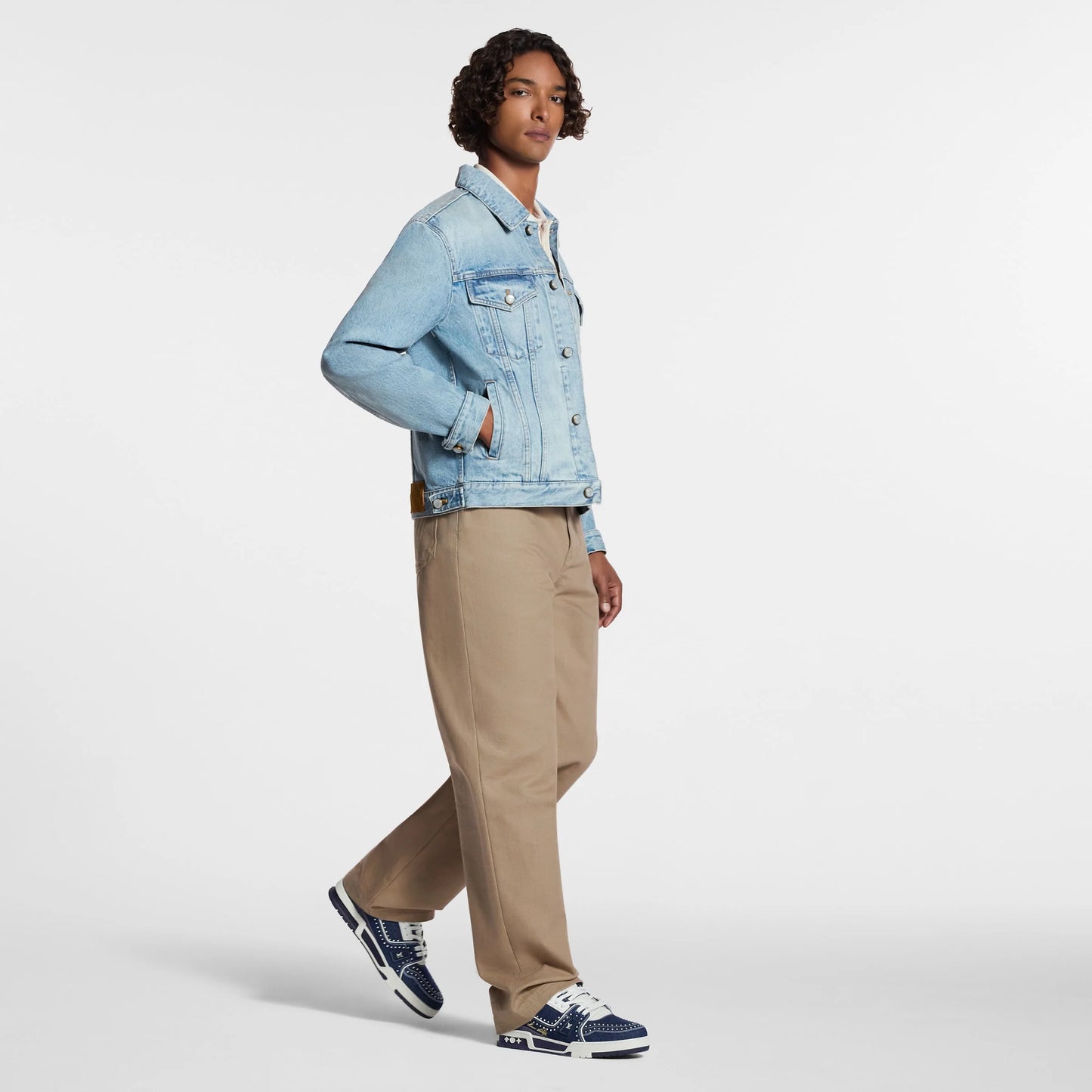 Louis Vuitton LV Trainer Indigo Blue Denim Sneakers with Swarovski Pearls
