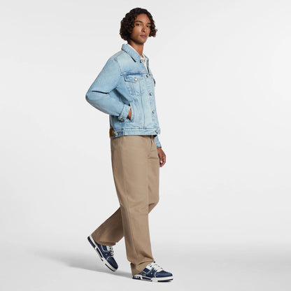 Louis Vuitton LV Trainer Indigo Blue Denim Sneakers with Swarovski Pearls