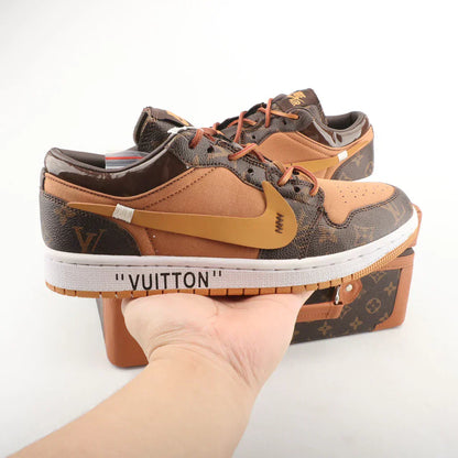 Nike Air Jordan 1 x LV Low Custom Brown Gold Monogram
