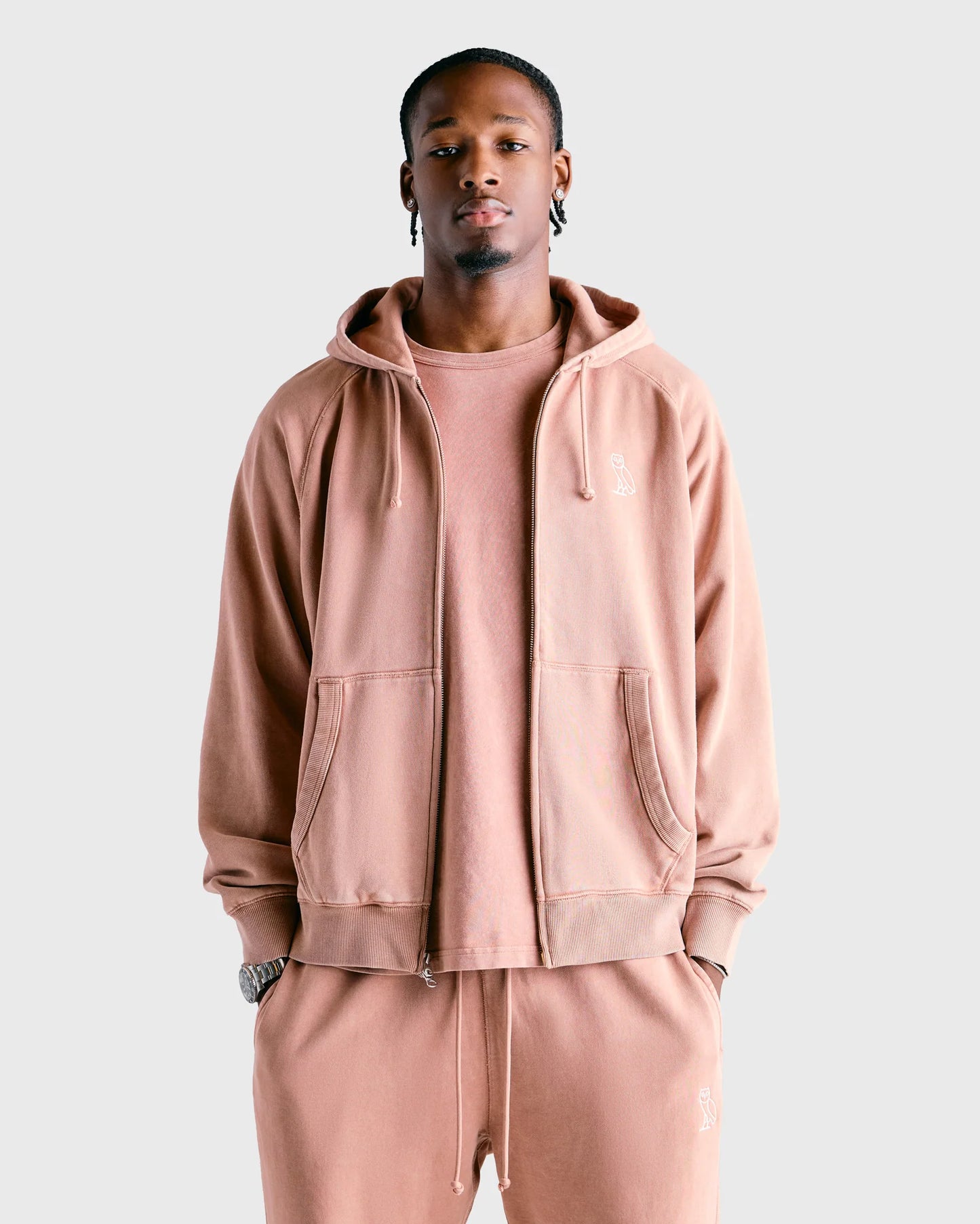 Muskoka Raglan Full Zip Hoodie Clay Pink