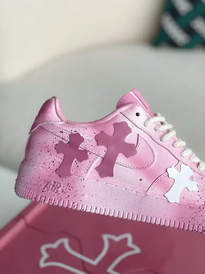 Chrome Hearts x Nike Air Force 1 Pink White Sneakers