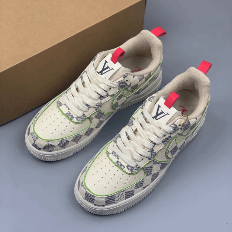 Louis Vuitton x Nike Air Force 1 Damier Green Outline