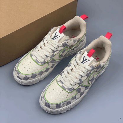 Louis Vuitton x Nike Air Force 1 Damier Green Outline