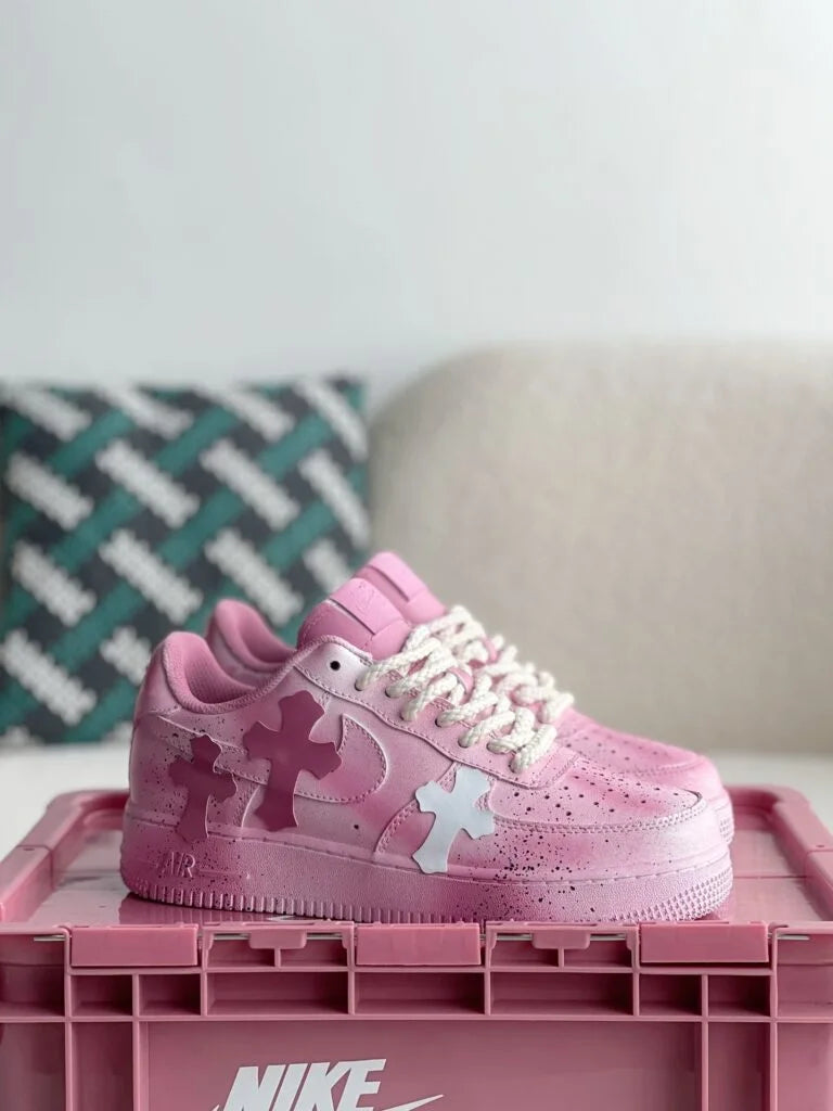 Chrome Hearts x Nike Air Force 1 Pink White Sneakers