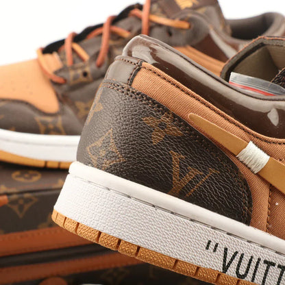 Nike Air Jordan 1 x LV Low Custom Brown Gold Monogram