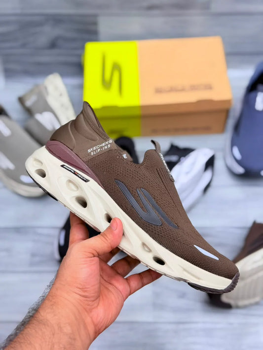 SKECHERS HANDS FREE SWIRL X TECH SLIP INN BROWN