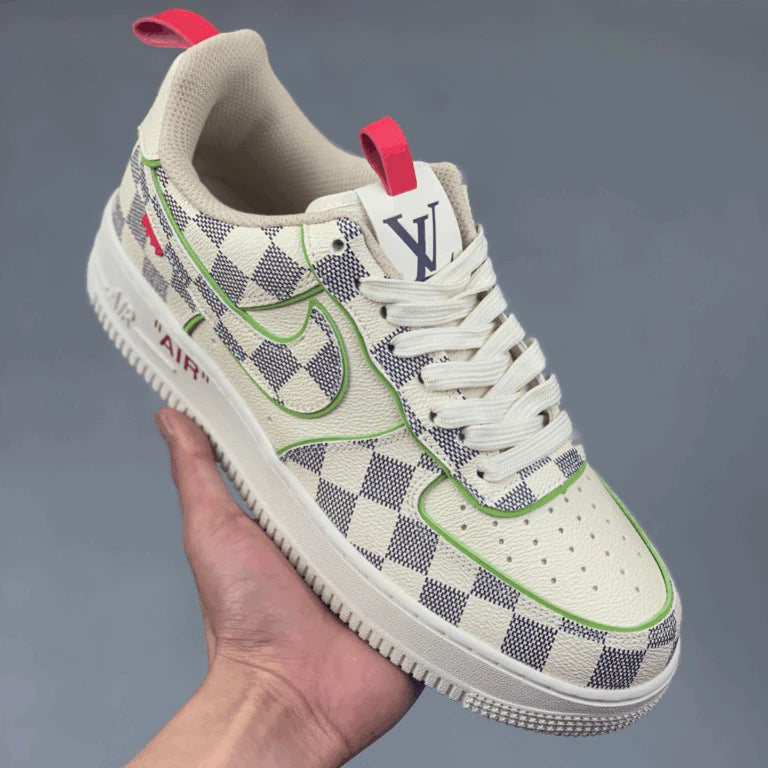 Louis Vuitton x Nike Air Force 1 Damier Green Outline