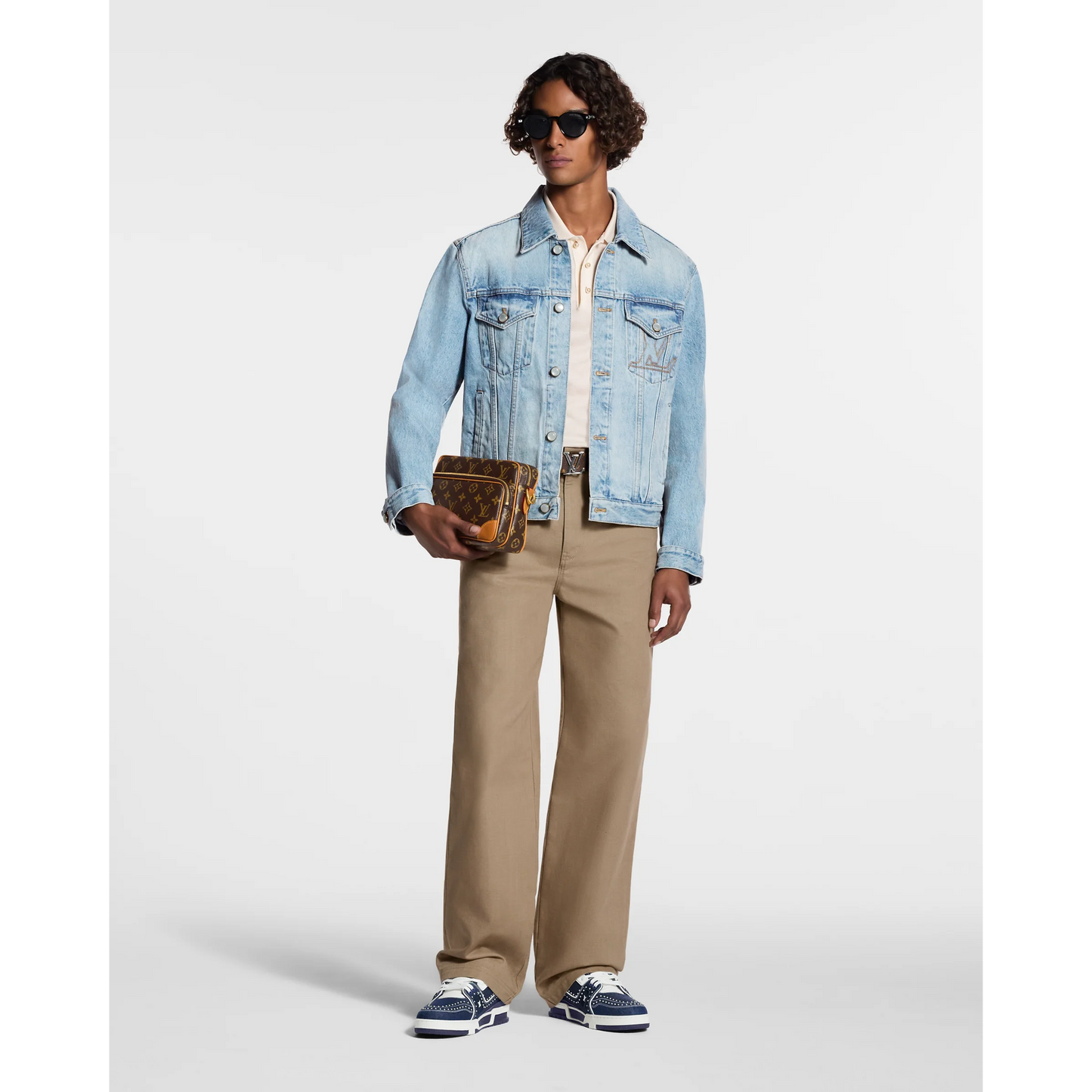 Louis Vuitton LV Trainer Indigo Blue Denim Sneakers with Swarovski Pearls