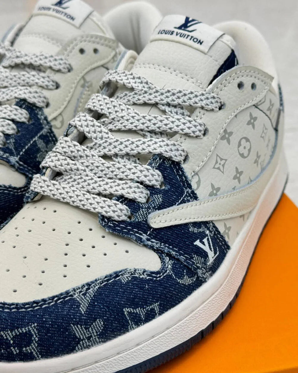 Louis Vuitton x Nike Air Jordan 1 Low Monogram Denim Custom